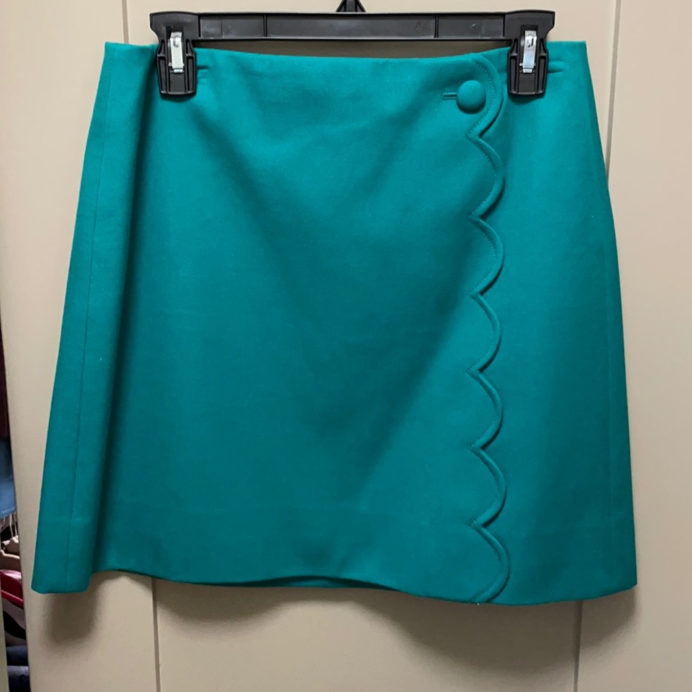 J Crew Emerald Green Skirt with Scallops
